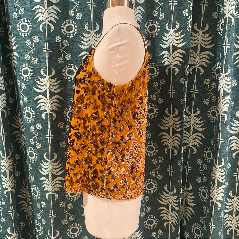 Anthropologie RO+DE Cami Tank Top Esther Sequin Velvet Animal Print Size XS - Picture 10 of 12